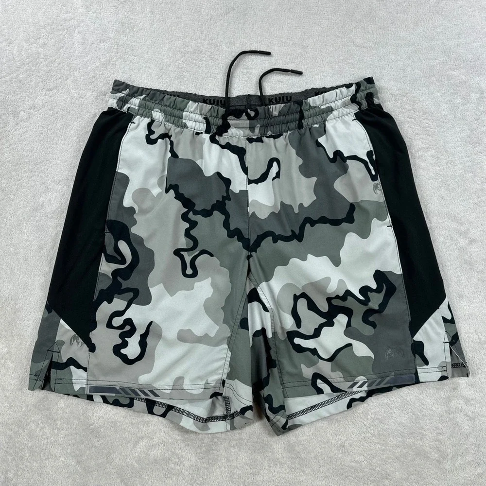 KUIU Training Shorts Men Medium Gray Camo Activewear Wicking Antibacterial Liner